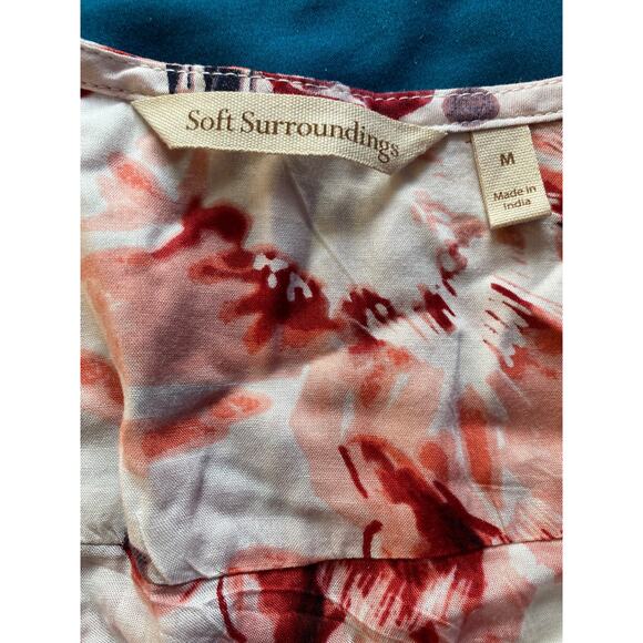 Soft Surroundings Blouse Floral Tassel POM POM trim boho festival Women medium - Picture 4 of 9